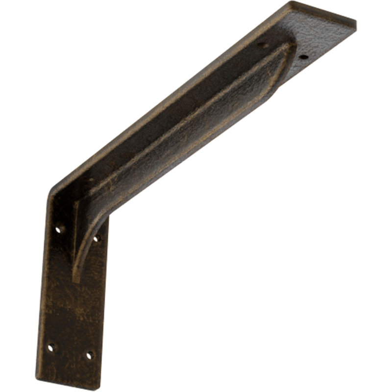 2"W x 14"D x 5 1/4"H Embrey Steel Bracket, Antiqued Brass, Antiqued Brass, 5.25" H x 2" W x 14" D