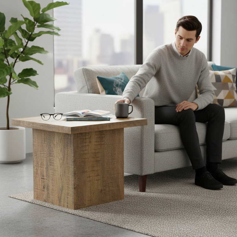 Table de bout carrée en bois de manguier | Idée de cadeau