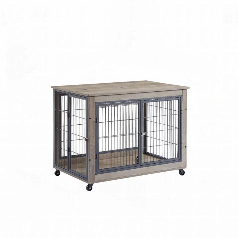 Table d'appoint pour chien sur roulettes avec portes doubles