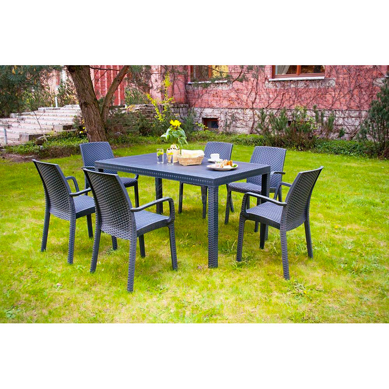 Outdoor Table Giove, Rectangular Table, Rattan Effect, 150x90h74 cm, Anthracite