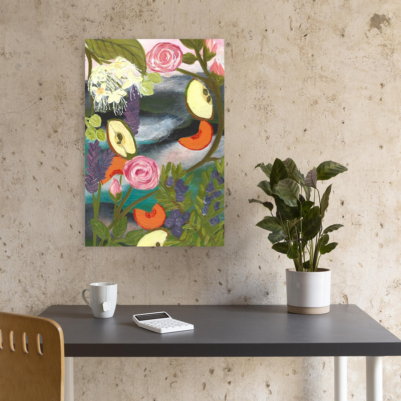 «Vibrant Garden Fruits Abstract Colorful Vibrant Rose Fruit Landscape», reproduction d'art murale, H 18 po x l 12 po
