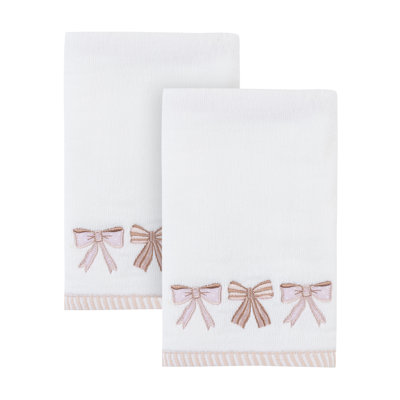 Bow Flourish White Pink Seashell Towel Set