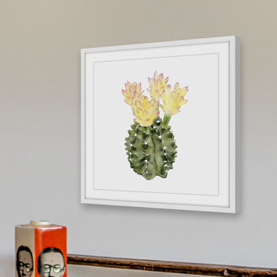 « cactu fleuri ii », reproduction de peinture à l’aquarelle encadrée