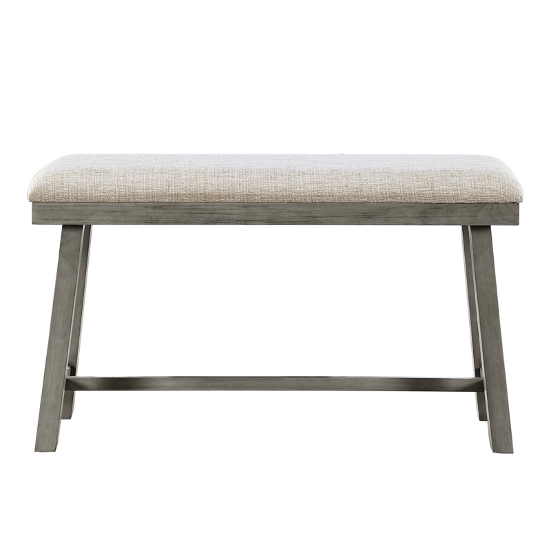 Banc à hauteur de comptoir pour salle à manger, banc de finition gris en tissu texturé, pièce en bois
