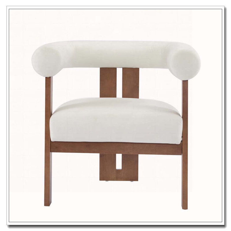 Fauteuil d'appoint rembourré en velours, Beige