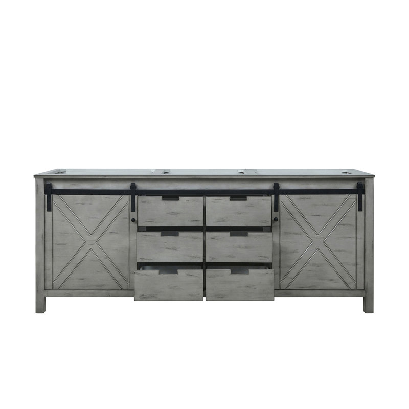 Meuble-lavabo double gris cendré l 80 po x P 22 po