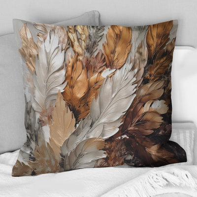 Gold Feather Extravaganza IV - Glam Feather Printed Pillow