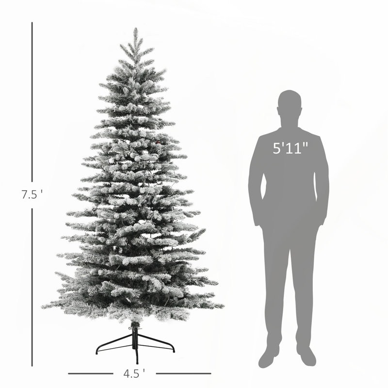 Arbre de Noël enneigé 7,5 pi avec 500 lumières DEL et 1264 branches pour un décor festif