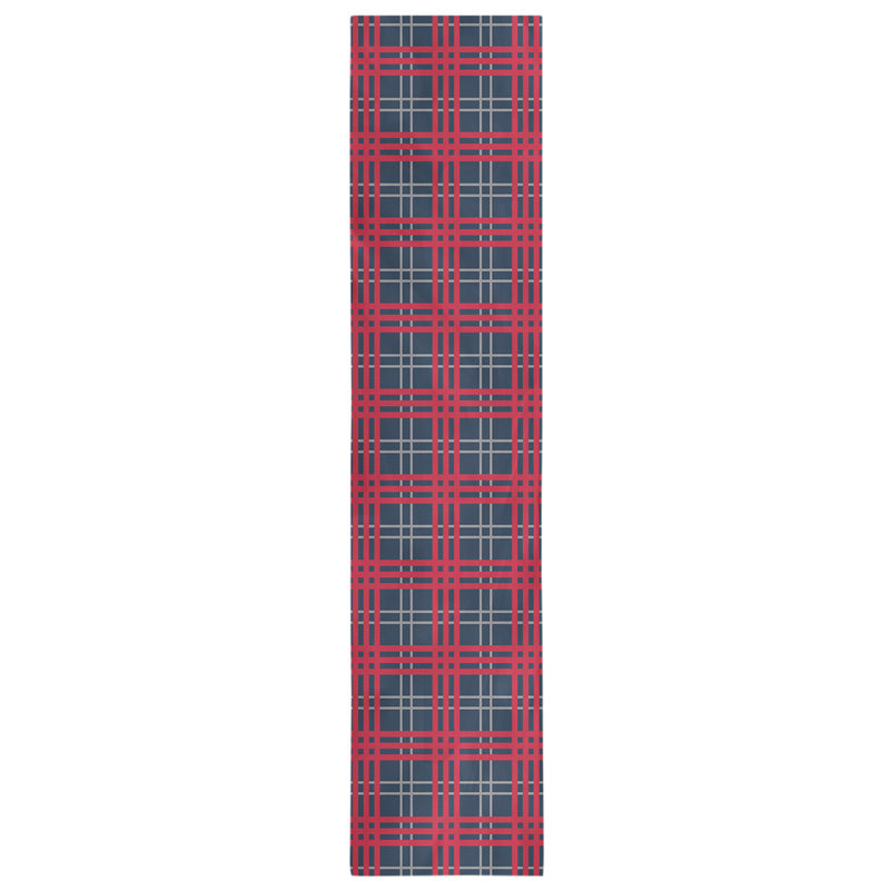 Chemin de table en polyester payant, L 90 po x l 16 po, Bleu marine / argent / rouge
