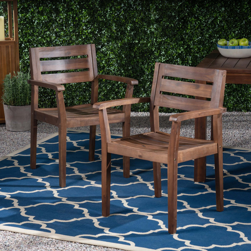 Outdoor Acacia Wood Patio Armchair,for Backyard, Poolside, Garden, Dark Brown