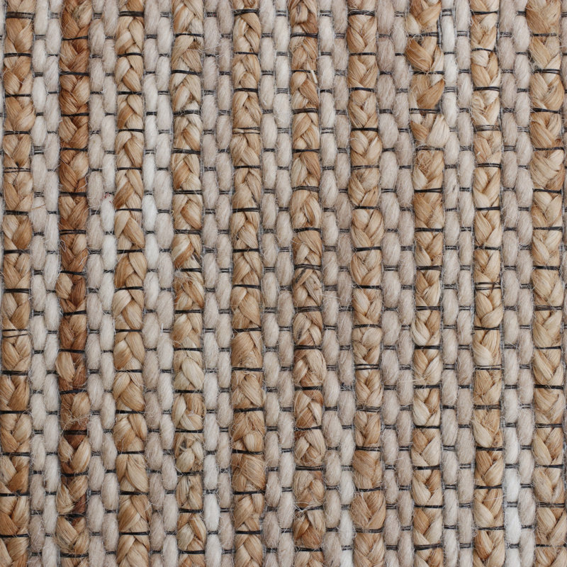 Tapis beige tissé à la main 5 pi x 7 pi à rayures