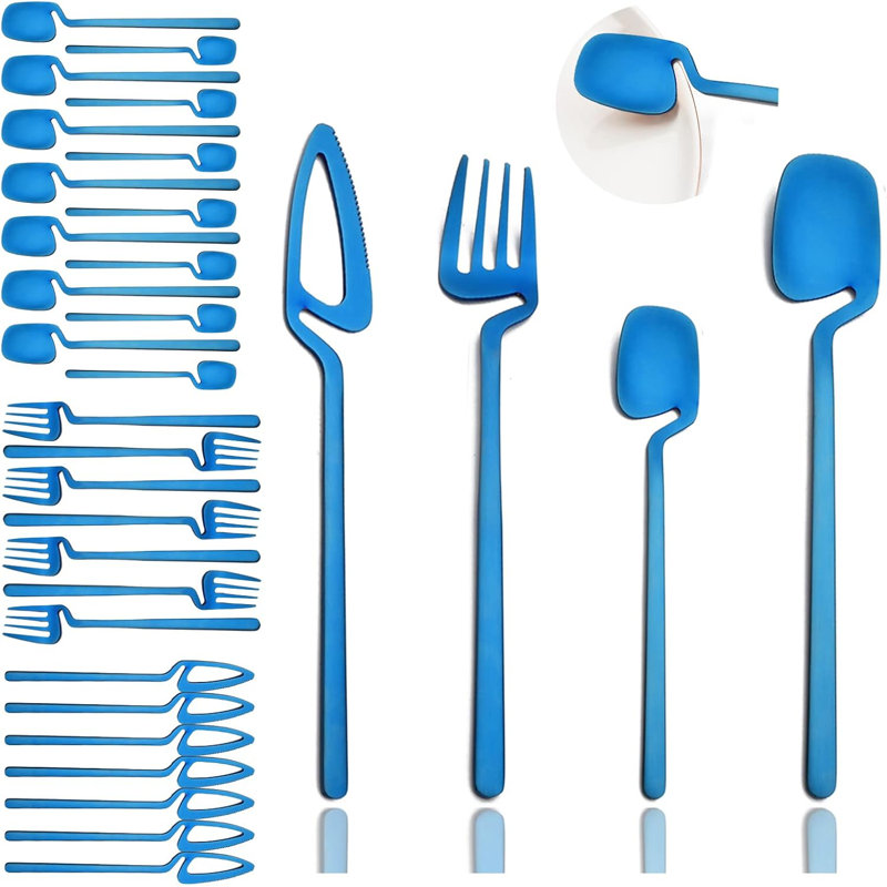 Ensemble de couverts 32 pièces pour 8 personnes, ensemble de couverts en acier inoxydable avec couteau, fourchette, cuillère et cuillère à café, va au lave-vaisselle, finition mate