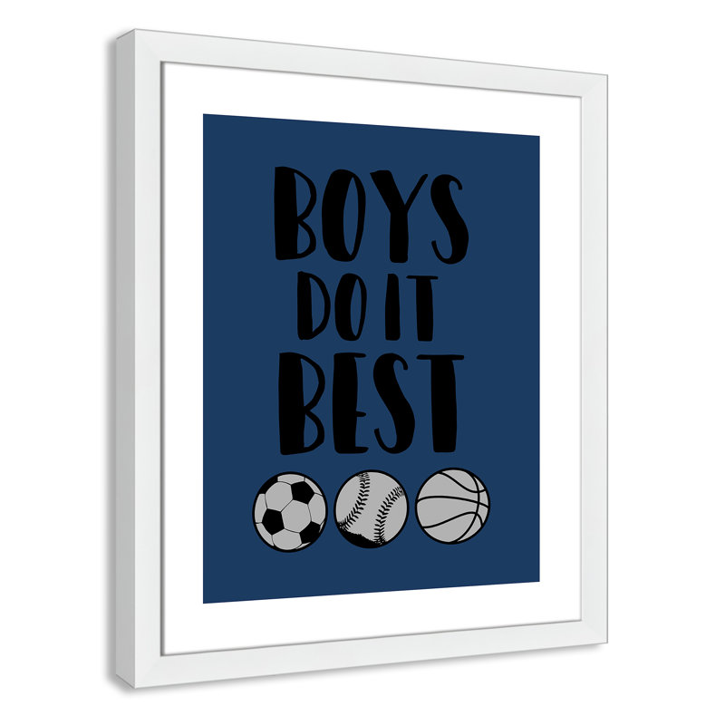 «Boy Do It», art encadré, H 26,5 po x l 22,5 po x P 0,6 po, Cadre blanc