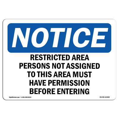 Restricted Area Persons Not Assigned Aluminum Sign 12 x 18