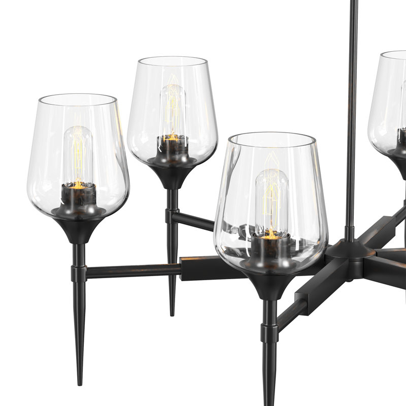 6 - Light Dimmable Classic Chandelier, Black