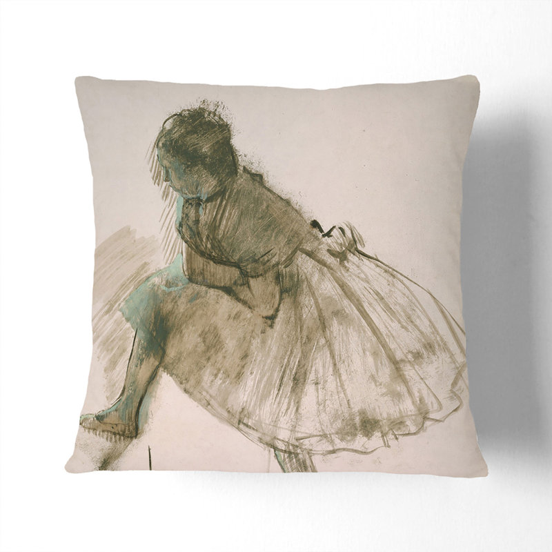 Study Of A Ballet Ballerina Dancer Vol.2 Square Throw Cushion, White, 40cm H x 40cm W x 15cm D