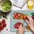 Ambesonne Fruit Cutting Board Large Size Peach Raspberry and Plum Multicolor