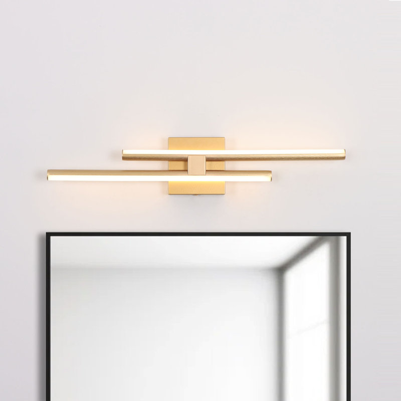 Keyli 2-Light 24 Inch LED Vanity Light Bath Bar Dimmable Linear Wall Sconces, Gold
