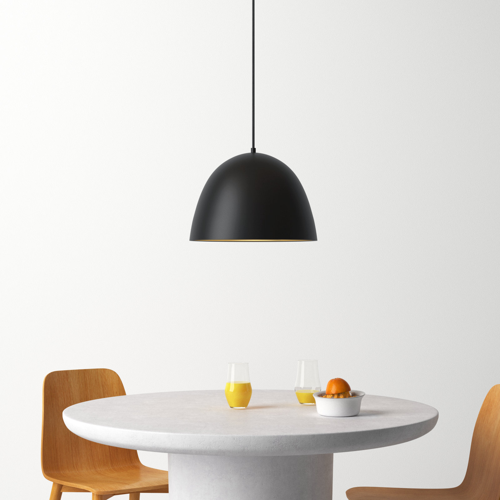 Natosha Single Light Metal Dimmable LED Pendant, Black/Satin Brass, 11" H x 15.75" W x 15.75" D