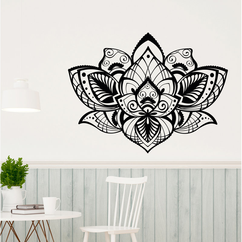 Adhésif décoratif fleur de lotus, H 32 po x l 42 po, Bourgogne