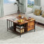 Table basse à plateau relevable avec rangement Farmhouse - Table de salon à hauteur réglable de 31,5 po