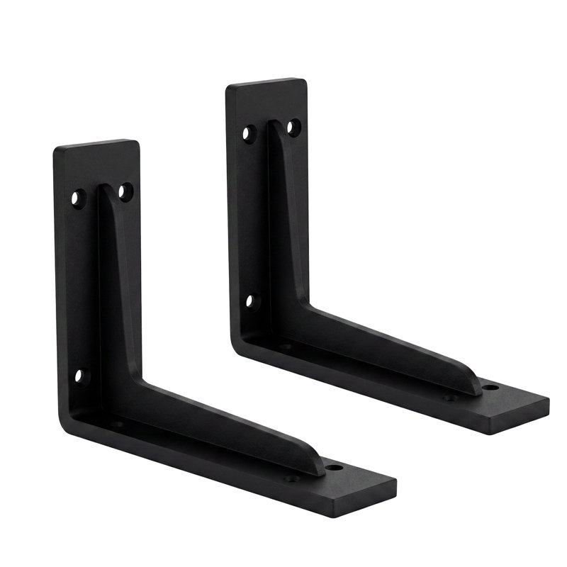 Supports robustes en forme de L en acier noir, support mural de 4,2 mm d'épaisseur, 3 tailles pour tablettes murales flottantes