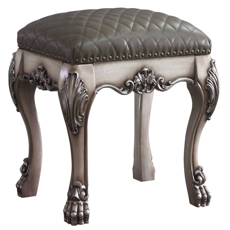Tabouret gris et rétro blanc cassé avec siège moelleux et confortable