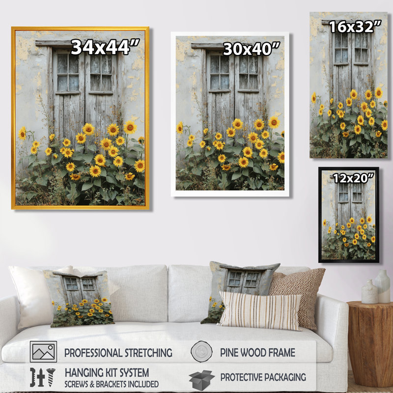 Gilyard - Floral Wall Art Living Room, H 32 po x l 24 po, Reproduction encadrée sans passe-partout, Noir, noir, noir, noir