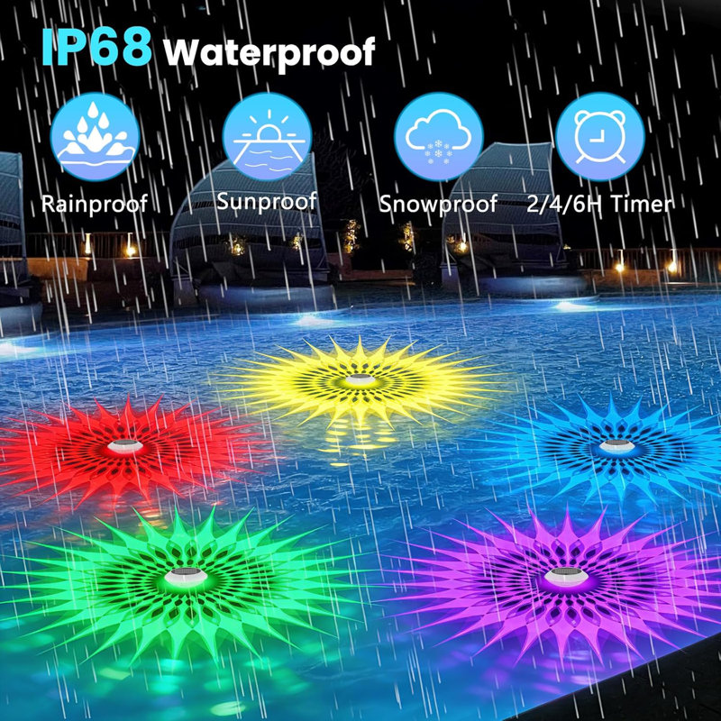 Flotteur solaire de chlore pour piscine avec lumières RVB, lumière de piscine flottante et distributeur de produits chimiques, pour spa de piscine creusée