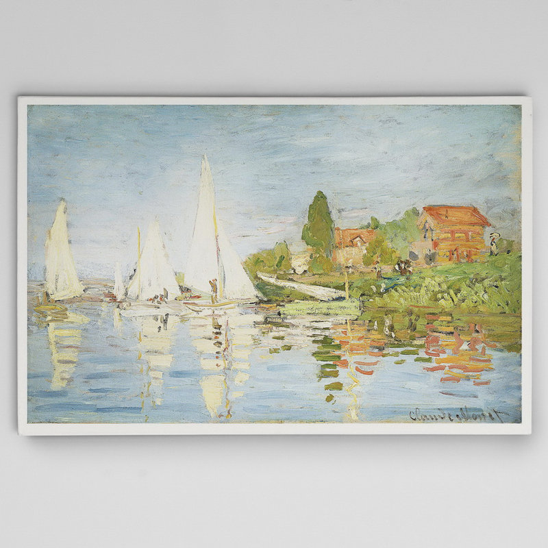 «Chapelton at Argenteuil» par Claude Monet, reproduction de peinture à l'huile, H 32 po x l 48 po x P 1,5 po, Pas de tapis