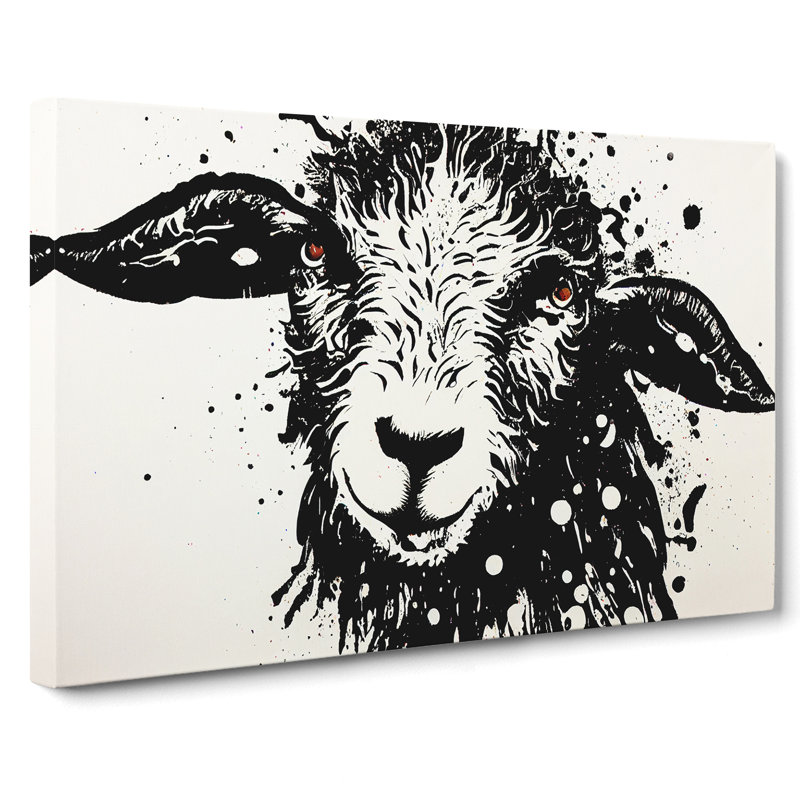 Sheep Paint Splatter Abstract - Wrapped Canvas, 50cm H x 76cm W x 3cm D
