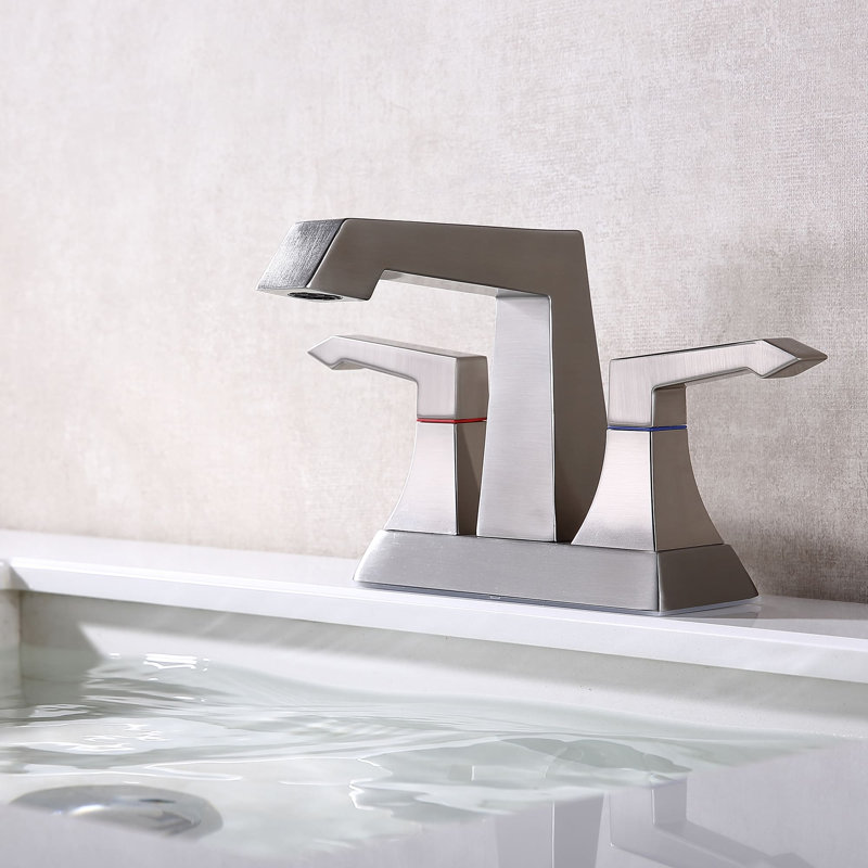 Centerset 2-handle Bathroom Faucet with Drain Assembly, Brushed Nickel