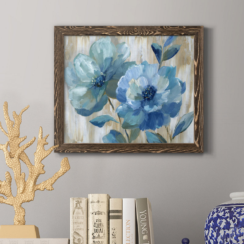 Duo bleu - Reproduction d'art sur toile encadrée, H 24 po x l 18 po x P 1,5 po, Encadré de bois de noyer