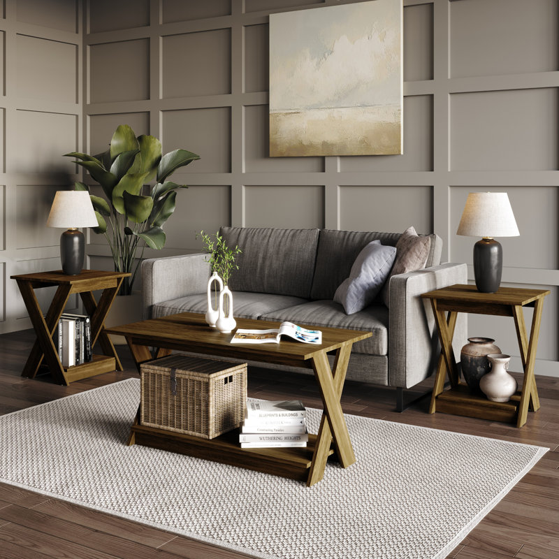 Emporia 3 Piece Coffee Table Set, Brown