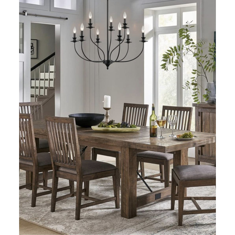 Lustre noir moderne en métal style bougie 32 po