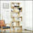 HOMCOM 75.5"H Bookcase 6 Shelf S-Shaped Bookshelf Wooden Storage Display Stand Shelf Organizer Free Standing Oak