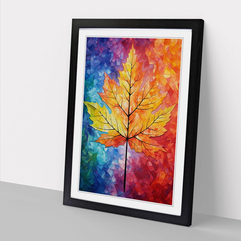 Leaf Abstract No.2 - Single Picture Frame Print on Wood, Black , 34cm H x 25cm W x 2cm D