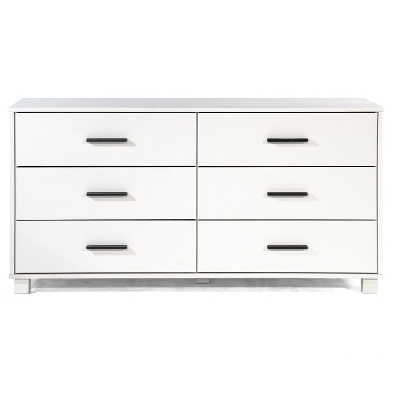 Loft Solid Wood 61.5'' W 6 - Drawer Dresser, Brushed White