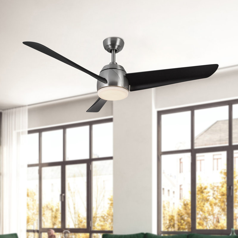 Thalia Smart LED Downrod Ceiling Fan, Matte Black, Brushed Nickel