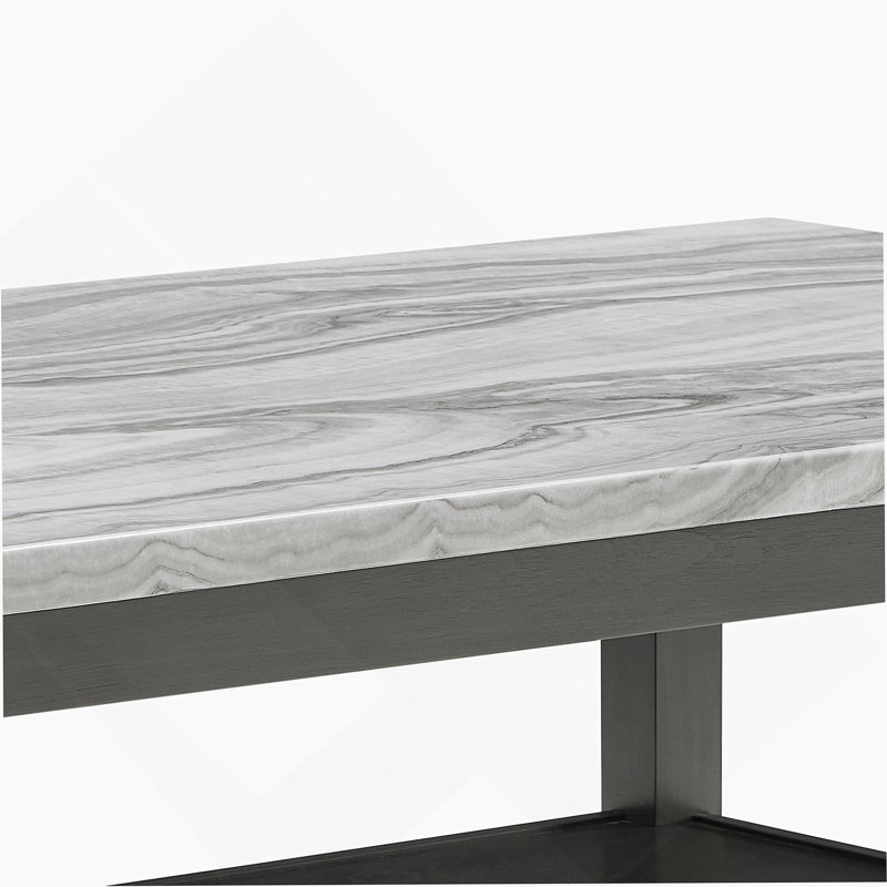 Ensemble de salle à manger 5 pièces 60 "en faux marbre gris - table rectangulaire avec 4 chaises, pouvant accueillir jusqu'à 6 personnes - Finition gris moderne