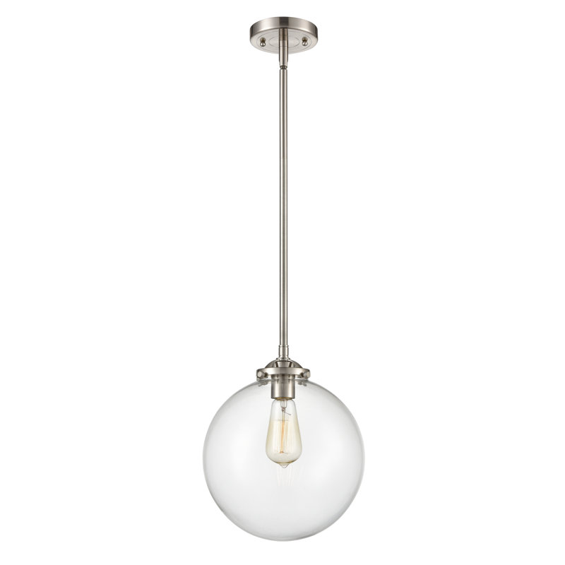 Clementina 1 - Light Single Pendant, No Bulb Included, Clear, Brushed Satin Nickel