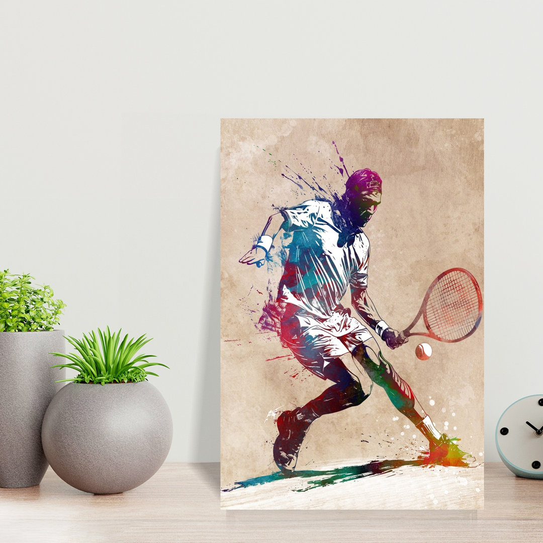 Dynamic Tennis Player Colorful Vibrant Contemporary Wall Art Print