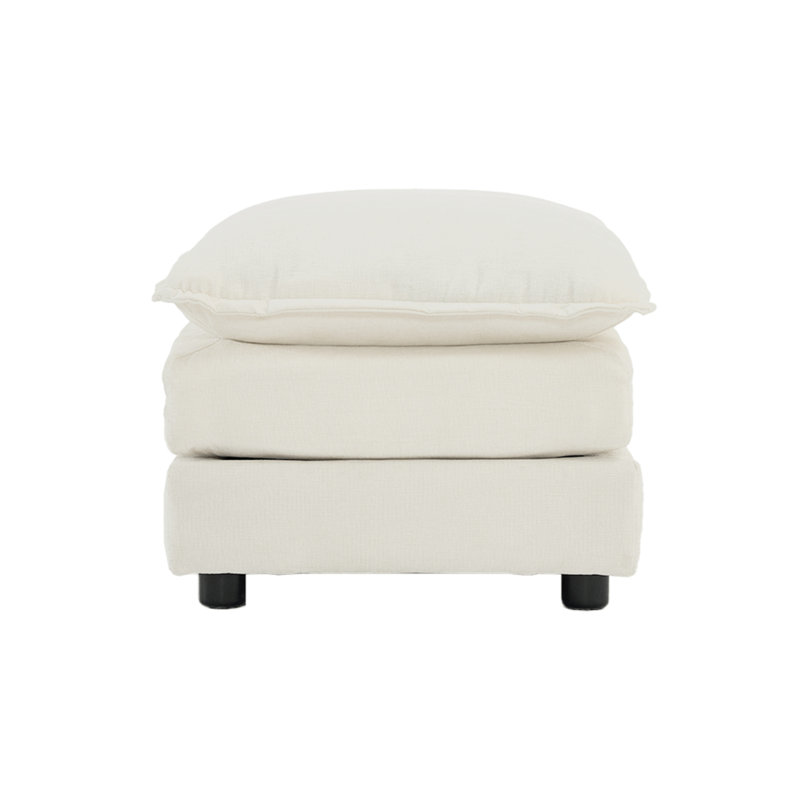 Chenille Fabric Ottomans Footrest To Combine With 2 Seater Sofa, 3 Seater Sofa And 4 Seater Sofa, White Chenille, Beige