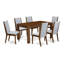 Ensemble de table de salle à manger moderne 7 pièces composé d'une table rectangulaire en bois rustique et de 6 chaises rembourrées en tissu de lin gris, naturel-103919500-103919502-103919503