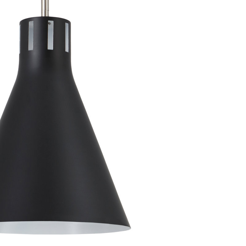 Luminaire suspendu conique 1 lumière Conic, Nickel brossé, Noir