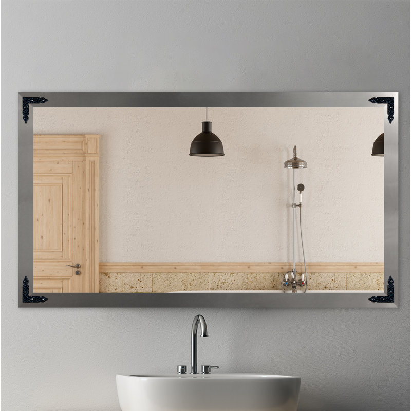 Heavner Flat Wall Mirror, 51.5" H x 31.5" W, Silver