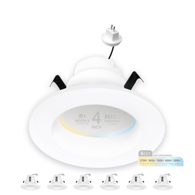 4 in. MR16 Low Voltage 12V Retrofit LED Can Light, 600LM, 10W, 5CCT Dimmable Recessed Downlight 6PK