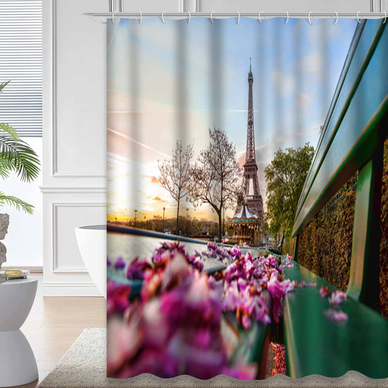 Rideau de douche Tour Eiffel Paris avec 12 crochets, L 72 po x l 84 po