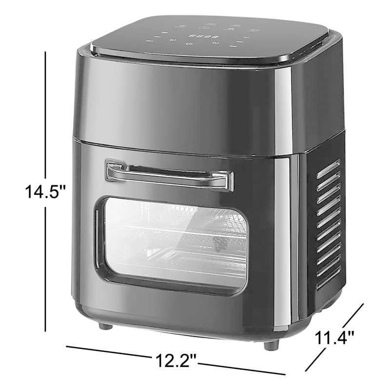 Friteuse à air comprimé - capacité de 15 L pour un usage domestique window Fenêtre d'observation visuelle, commandes tactiles, minuterie intelligente et réglages de température, affichage numérique, comprend un plateau de cuisson et un support ， 