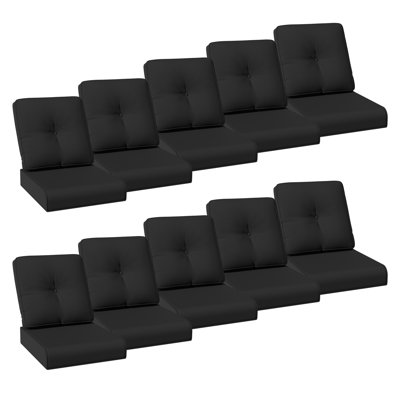 Outdoor Deep Seat Patio Cushion and Back Cushion Set, Fade Resistant Olefin Fabric Replacement Furniture Cushions for Garden Lawn, Available in Beige, Navy Blue, Red, Orange, Green and Black